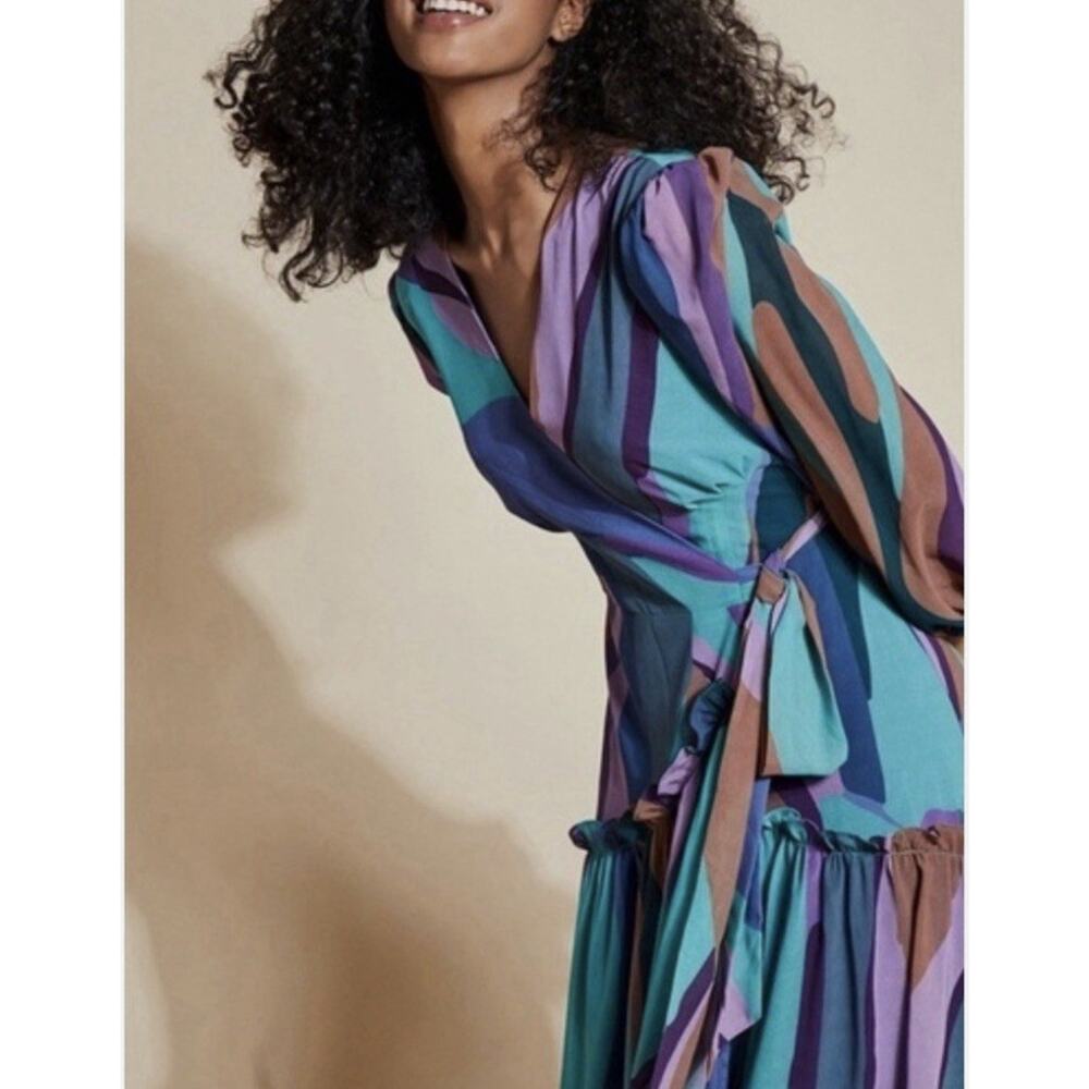 Anthropologie Hutch Abstract Wrap Maxi Dress XS Boho Wedding Guest Formal Event - Picture 3 of 15